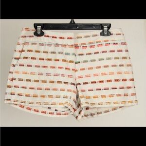 Loft Women’s Shorts 2 White Striped Multicolor Chino Pockets Cotton